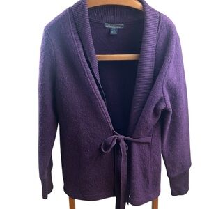 Herman Geist Purple Wool Tie Cardigan Sweater size X